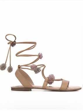 Carlos Santana Gia Ankle Tie Pom Pom Wrap Sandals Boho Size 11